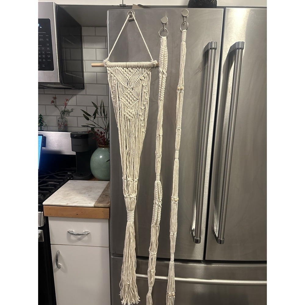 Handmade Macrame Wall Art/Plant Hanger 6 Possible Pinned In Pic Retro 70's Peace